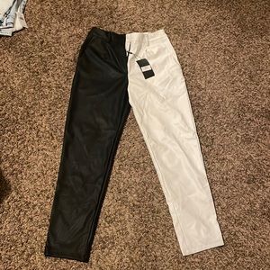 Black and White Faux Leather Pants
